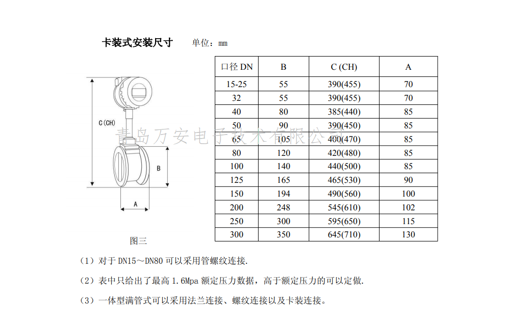 熱式氣體質量流量計尺寸圖(圖3) 熱式氣體質量流量計尺寸圖(圖3)